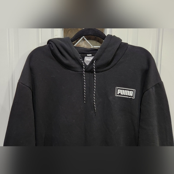 Puma black & white Rebel stripe sleeves hoodie pullover men's size 3XLT - Picture 3 of 11